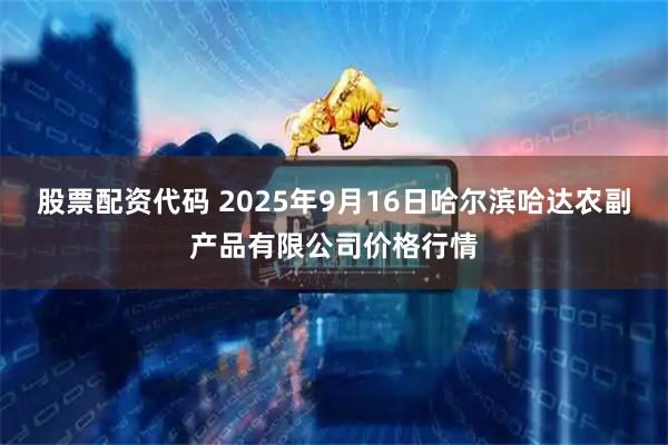 股票配资代码 2025年9月16日哈尔滨哈达农副产品有限公司价格行情