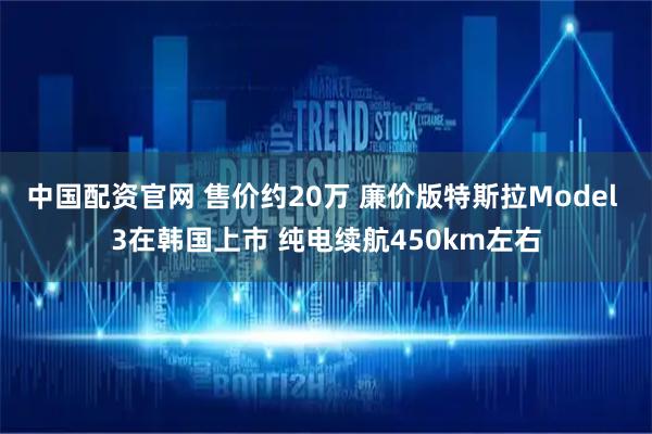 中国配资官网 售价约20万 廉价版特斯拉Model 3在韩国上市 纯电续航450km左右